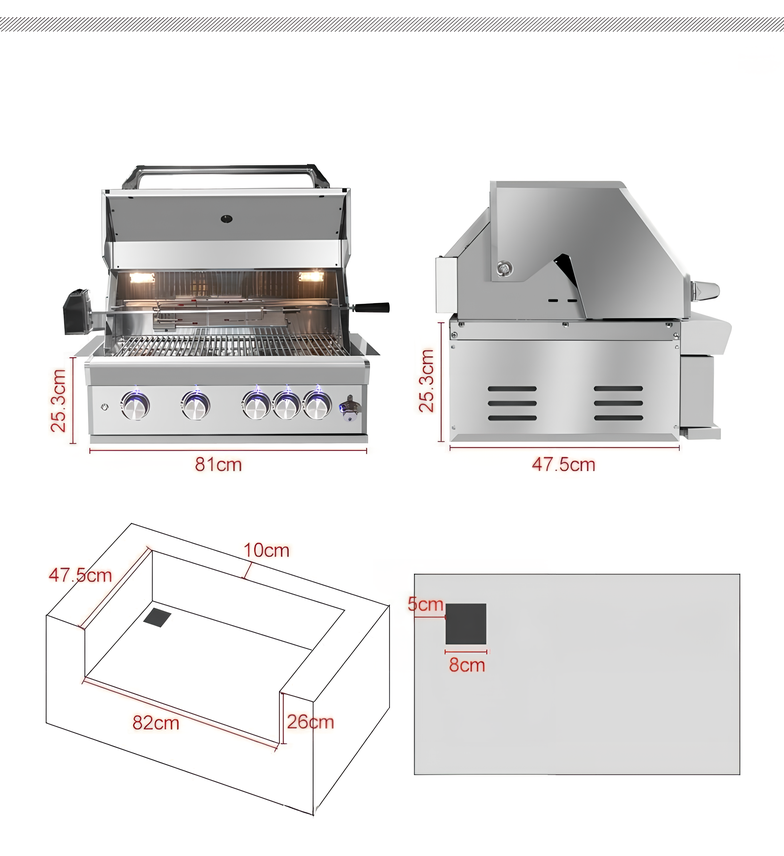 Courtyard embedded gas stove