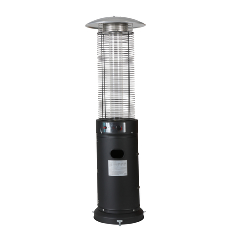 Stainless Steel Round Glass Tube Heater Black