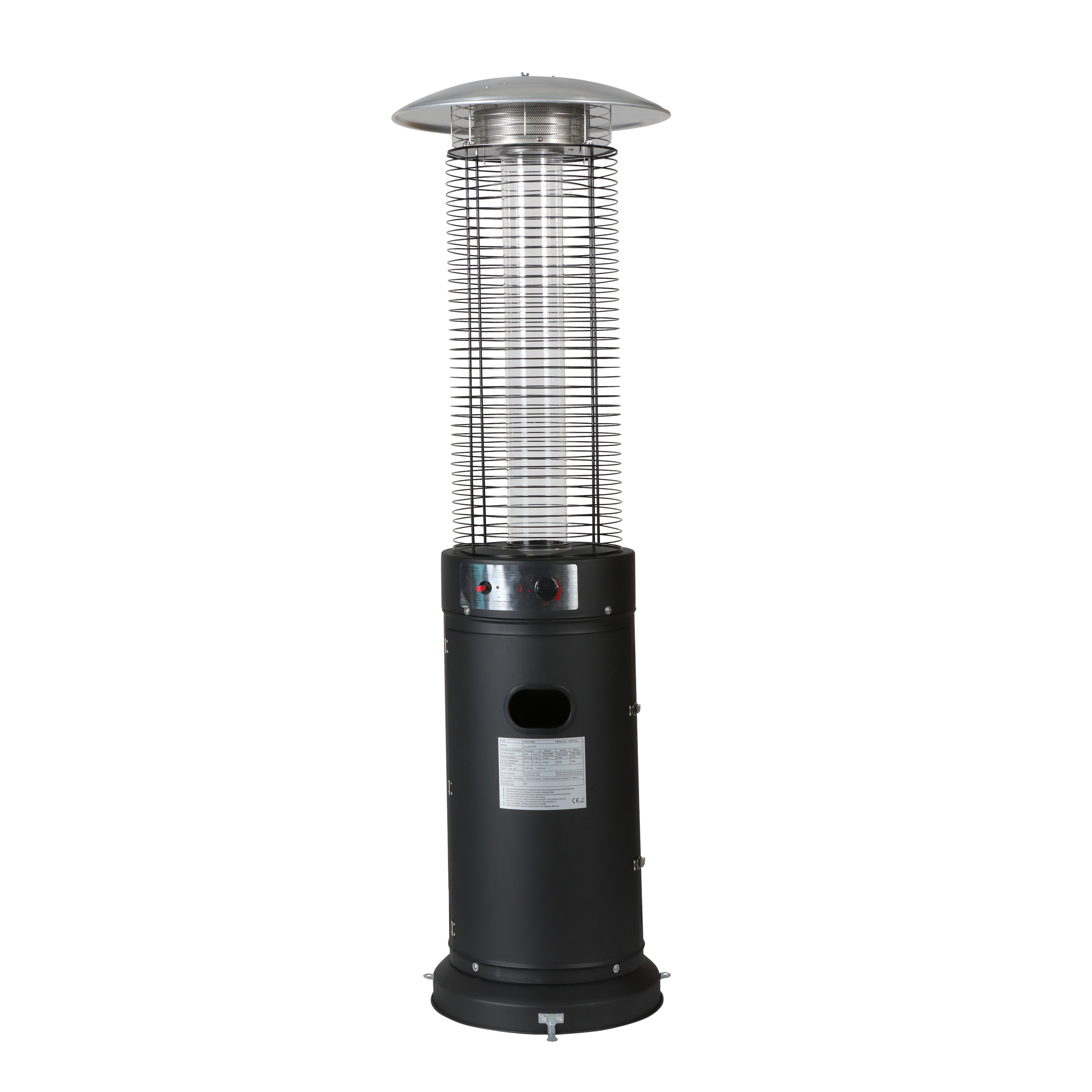 Stainless Steel Round Glass Tube Heater Black