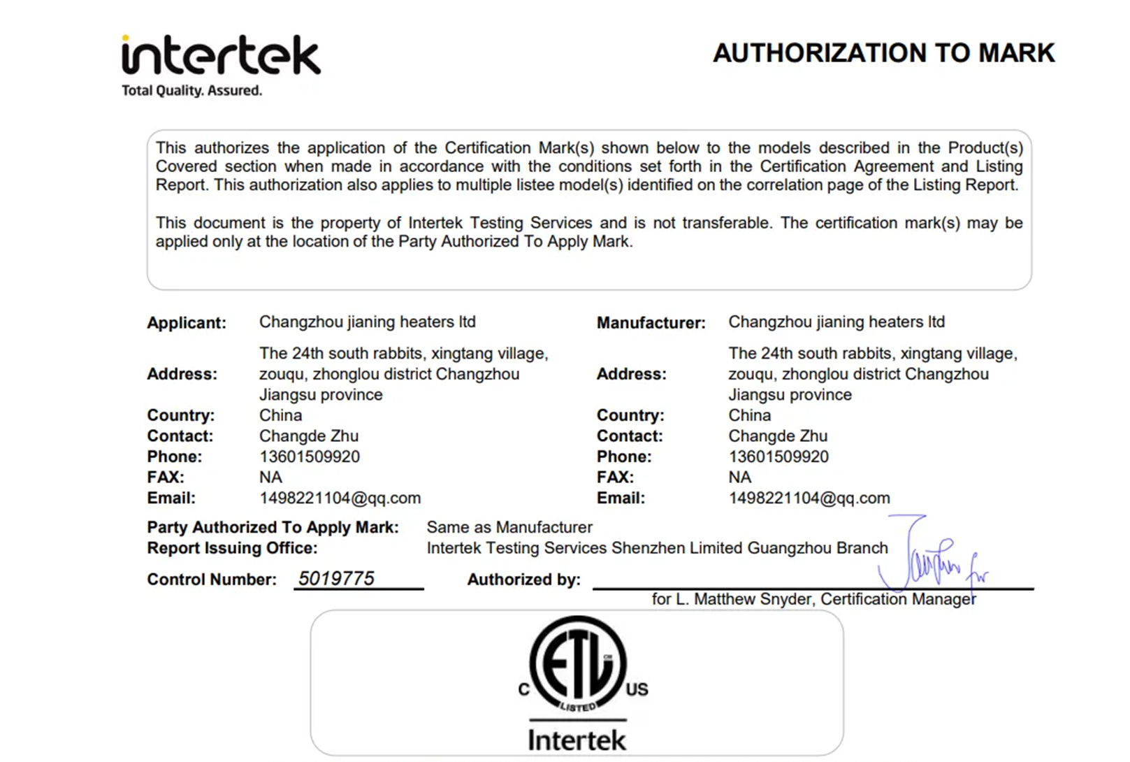 Certifications