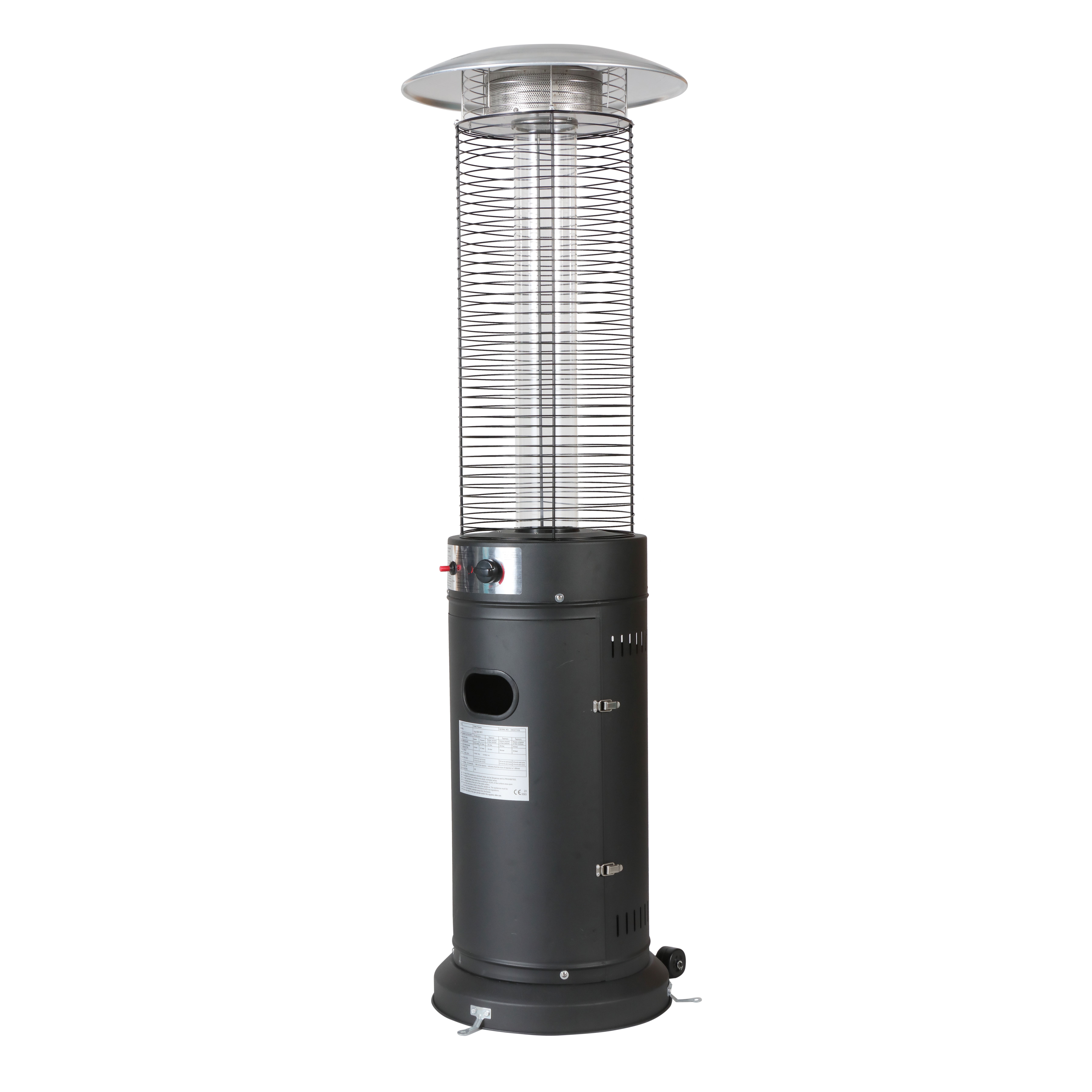 Stainless Steel Round Glass Tube Heater Black